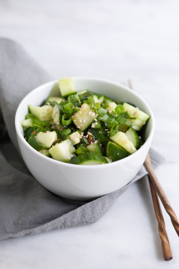 Easy Smashed Cucumber | BourbonandHoney.com -- This flavorful and super Easy Smashed Cucumbers recipe is a great way to use up all that summer bounty of garden veggies!