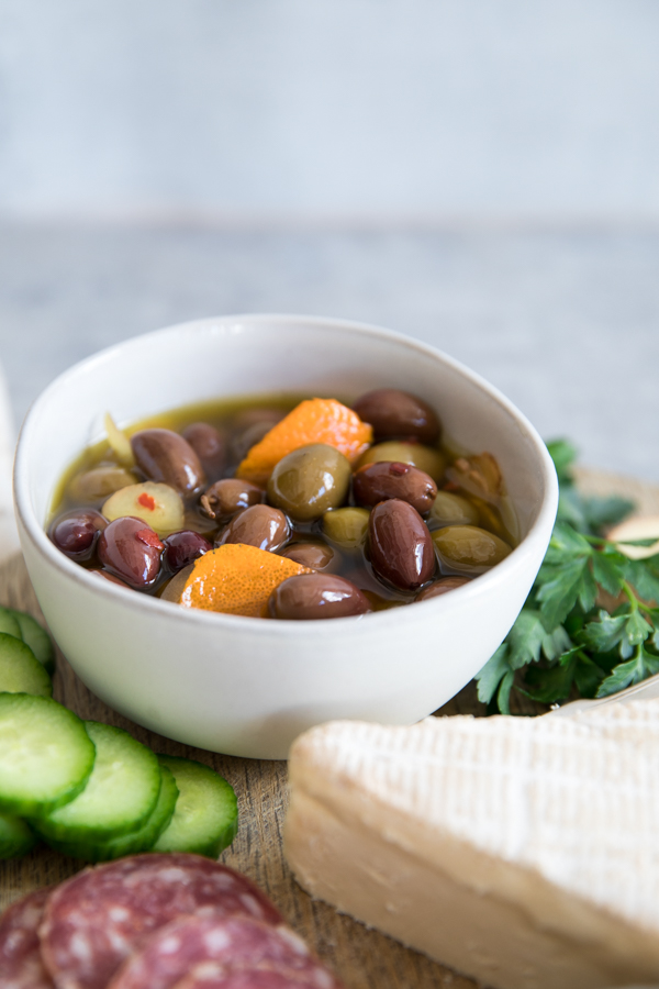 Orange, Fennel and Garlic Marinated Olives | BourbonandHoney.com