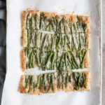 Spring Asparagus Galette | BourbonandHoney.com -- Cheesy, crispy and packed with veggies, this Spring Asparagus Galette is perfect for Easter, Mother's day or a family brunch!