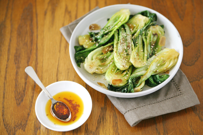 Baby Bok Choy with Garlic | BourbonAndHoney.com