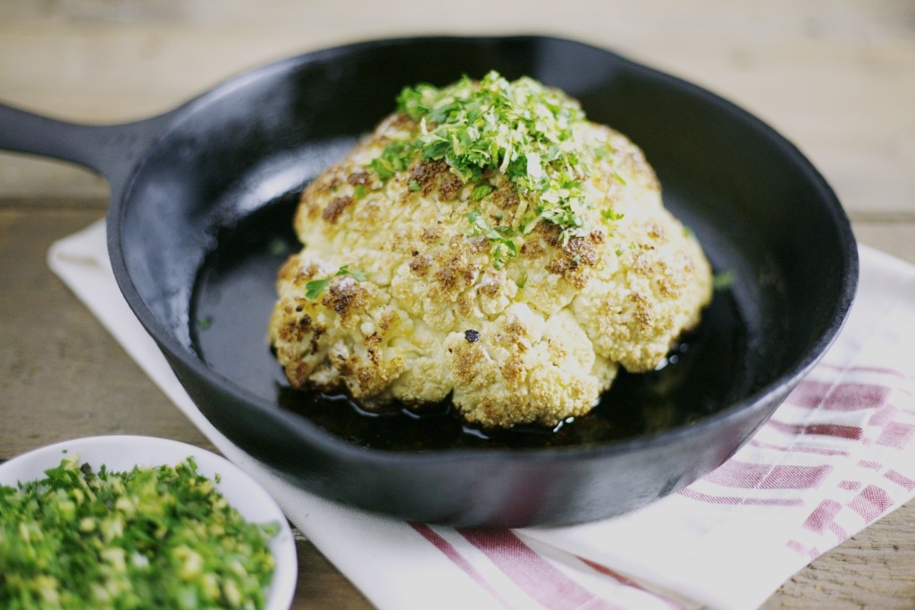 Brown Butter Roasted Cauliflower with Gremolata | BourbonAndHoney.com