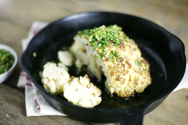 Brown Butter Roasted Cauliflower with Gremolata | BourbonAndHoney.com
