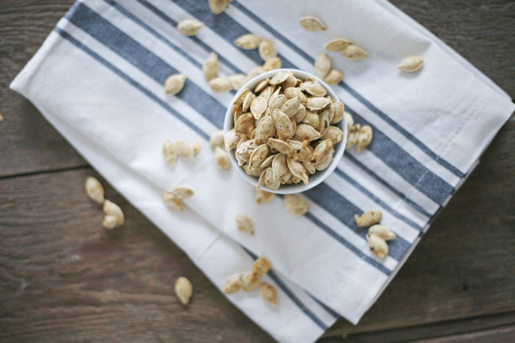 Parmesan Roasted Pumpkin Seeds | BourbonAndHoney.com