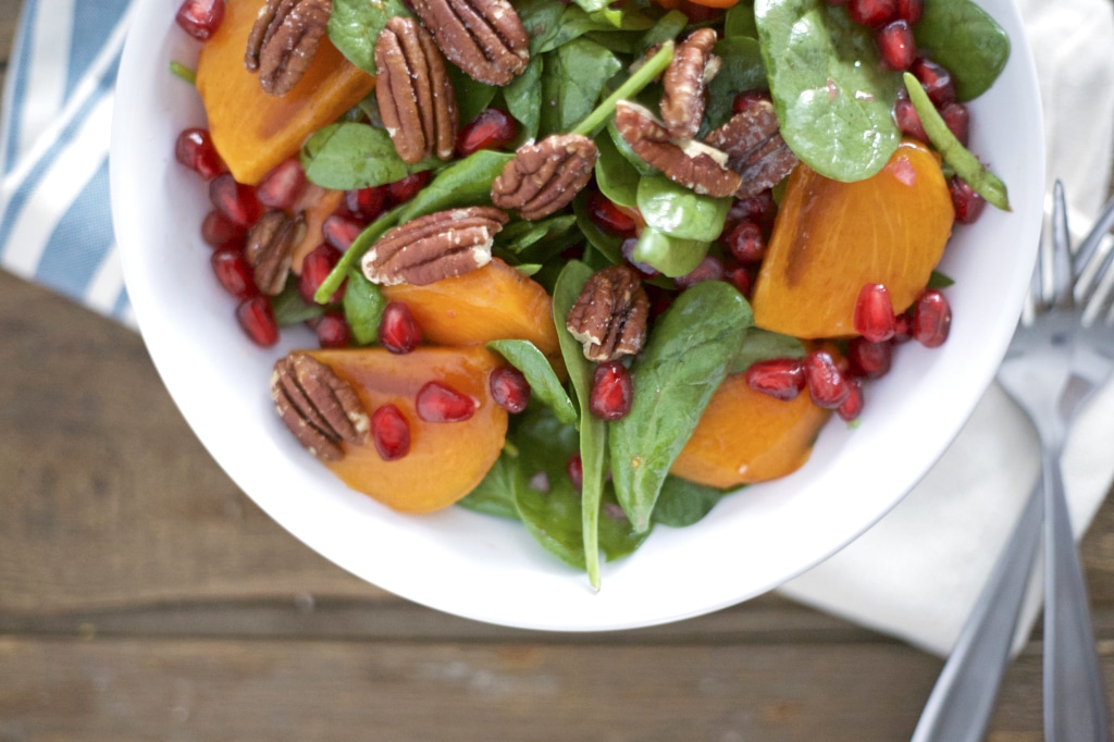 Persimmon and Pomegranate Salad with Pecans | BourbonAndHoney.com