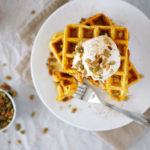 Pumpkin Spice Waffles with Maple Cream and Pepitas | BourbonAndHoney