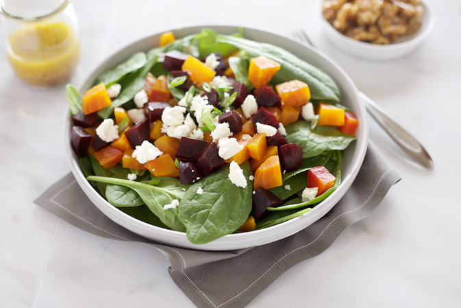 Beet Salad with Feta and Spiced Walnuts | BourbonandHoney.com