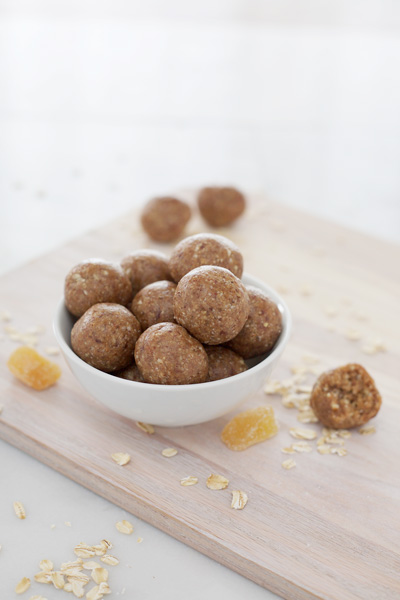 Ginger No-Bake Date Ball | BourbonandHoney.com -- Spicy ginger and almonds make these gluten free oat and date balls flavorful and delicious.