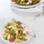 Pappardelle Pasta with Sausage and Goat Cheese | BourbonandHoney.com
