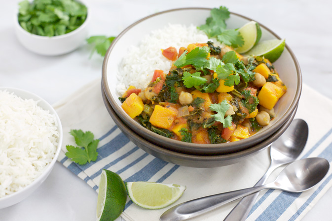 Slow Cooker Sweet Potato Curry with Chickpeas | BourbonandHoney.com