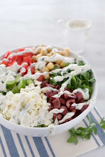 Chopped Greek Salad with Lemon Za'atar Dressing | BourbonAndHoney.com 