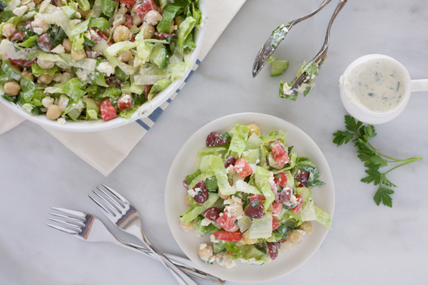 Chopped Greek Salad with Lemon Za'atar Dressing | BourbonAndHoney.com 