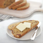 Cranberry Wild Rice Bread | BourbonAndHoney.com -- This Cranberry Wild Rice Bread is stuffed with tart cranberries and hearty wild rice. It's great for breakfast or afternoon snack with a hearty smear of peanut butter, jam or butter.
