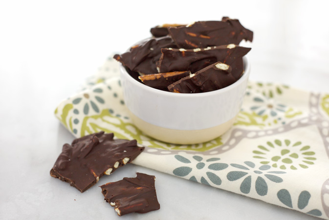 Dark Chocolate Pretzel Bark | BourbonAndHoney.com