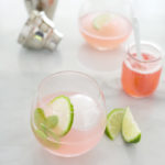 Rhubarb Gimlet | BourbonAndHoney.com -- This pretty pink Rhubarb Gimlet cocktail is the perfect sipping cocktail. It's light, fresh and slightly sweet.