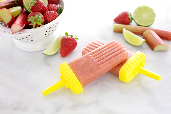 Strawberry Rhubarb Frozen Pops | BourbonAndHoney.com