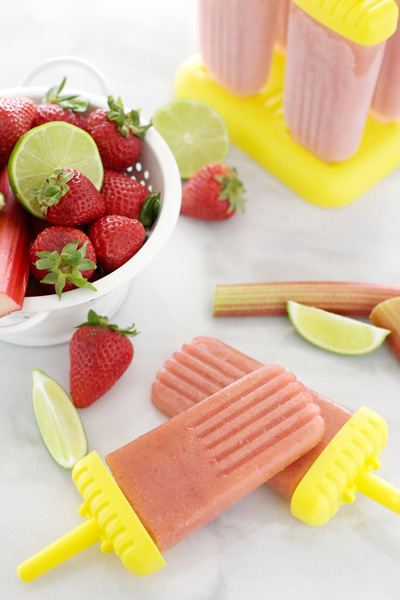 Strawberry Rhubarb Frozen Pops | BourbonAndHoney.com