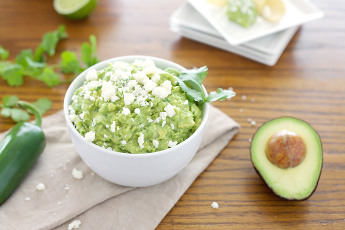 Easy Guacamole with Queso Fresco | BourbonAndHoney.com