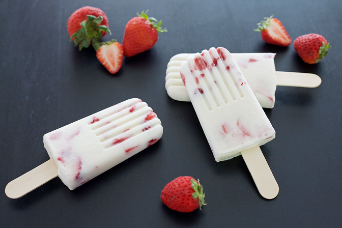 Strawberry and Cream Frozen Pops | BourbonAndHoney.com