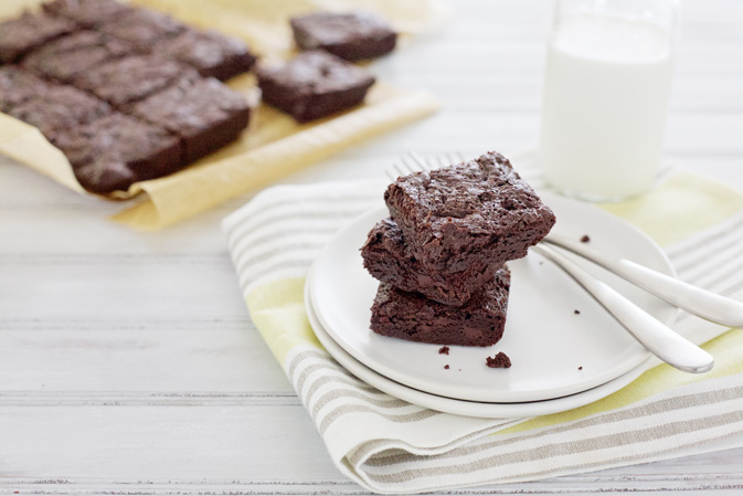 Dark Chocolate Fudgy Brownies | BourbonandHoney.com
