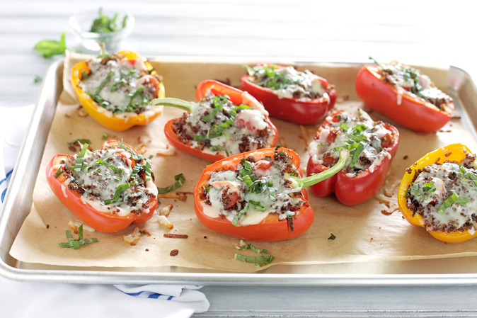 Caprese Quinoa Stuffed Peppers | BourbonandHoney.com