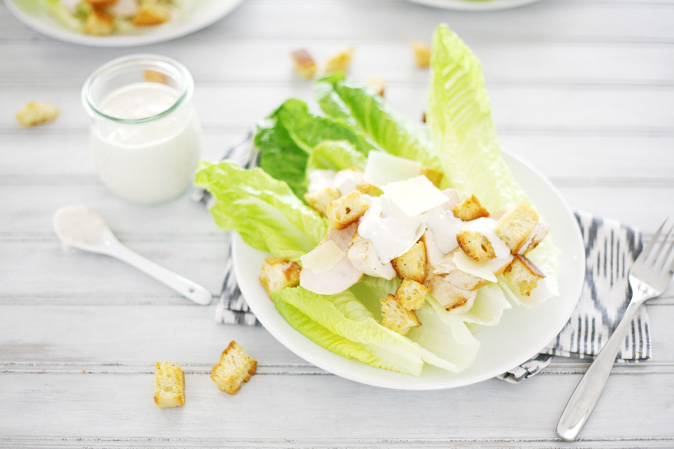 Chicken Caesar Salad | BourbonAndHoney.com