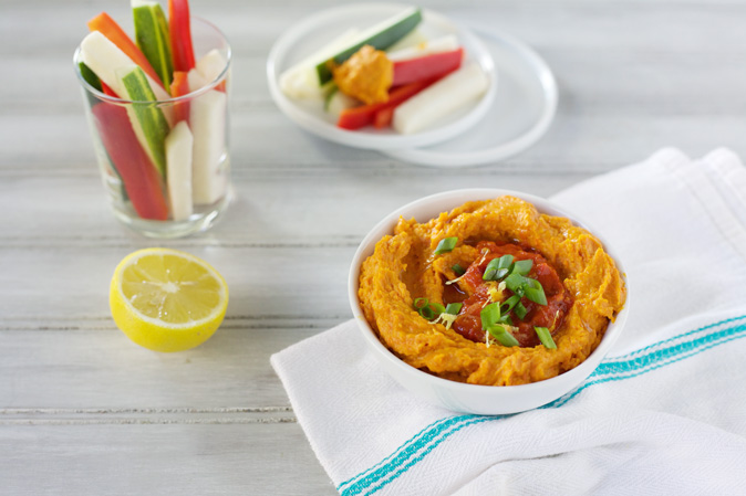 Roasted Sweet Potato Hummus | BourbonandHoney.com