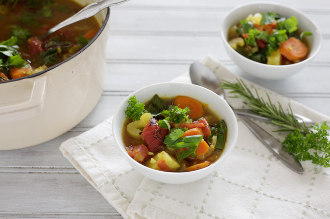 Hearty Vegetable Soup | BourbonandHoney.com