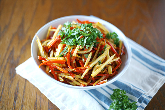 Roasted Carrots and Parsnips With Honey and Harissa | BourbonandHoney.com