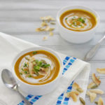 Slow Cooker Butternut Squash Soup with Coconut and Pepitas | BourbonandHoney.com