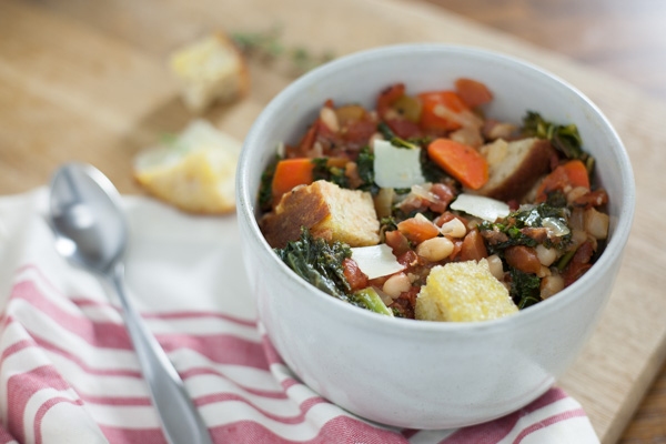 Tuscan Vegetable Soup {Ribollita} | BourbonandHoney.com -- This hearty veggie soup is a twist on Ribollita. It's delicious, easy enough to make on a weeknight and great for lunch leftovers.