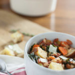 Tuscan Vegetable Soup {Ribollita} | BourbonandHoney.com -- This hearty veggie soup is a twist on Ribollita. It's delicious, easy enough to make on a weeknight and great for lunch leftovers.