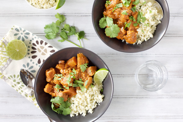Slow Cooker Butter Chicken | BourbonandHoney.com -- Sweet potatoes and red Thai curry make this Slow Cooker Butter Chicken irresistible and quick to make.