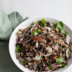 Wild Rice Salad with Pecans | BourbonandHoney.com -- This hearty wild rice salad is nutty, citrusy, fresh and delicious. It's a great winter weather side dish!