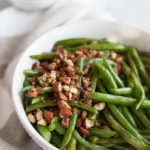 Green Beans with Almonds, Shallot and Garlic | BourbonandHoney.com -- Roasted Green Beans with Almonds, Shallots and Garlic, a quick side dish for dinner, lunch or special occasions.