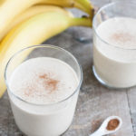 Almond Butter and Banana Oatmeal Smoothie | BourbonandHoney.com -- Slightly sweet, smooth and frosty this Almond Butter Banana Oatmeal Smoothie is the perfect breakfast treat, post workout pick-me-up or afternoon snack.