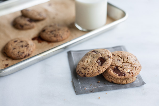 Small Batch Chocolate Chunk Cookies | BourbonandHoney.com -- A quick and easy recipe for a small batch ooey-gooey Chocolate Chunk Cookies with a bit of almond butter and a sprinkle of salt to cure any sweet tooth.