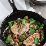 Skillet Chicken with Olives and Rosemary | BourbonandHoney.com -- This flavorful and delicious Skillet Chicken with Olives and Rosemary is an impressive dinner recipe for guests and an easy weeknight meal!