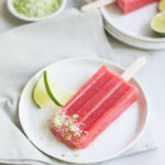 Strawberry Margarita Frozen Pops | BourbonandHoney.com -- These tequila spiked Strawberry Margarita Frozen Pops will be your new go-to summer treat. They're boozy, fruity and perfectly frosty on a hot day!