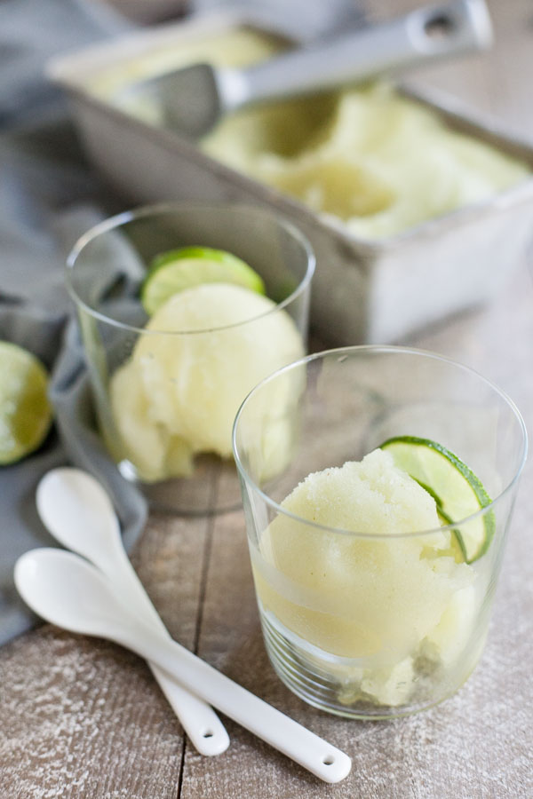 Cucumber Gin and Tonic Sorbet | BourbonandHoney.com -- This chilly and refreshing Cucumber Gin and Tonic Sorbet is the perfect icy boozy cocktail to keep cool in the summer heat.