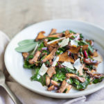 Wild Mushrooms with Wilted Greens | BourbonandHoney.com -- Flavored with browned butter and sage, these Wild Mushrooms with Wilted Greens are a tasty side dish or easy dinner served with rice or pasta. | - Click through to read the full post or Repin to find later!