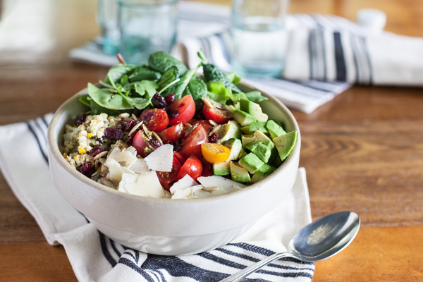 Israeli Couscous Pesto Salad | BourbonandHoney.com -- Sweet corn, tomatoes and avocado are packed into this Israeli Couscous Pesto Salad for a fresh and filling meal for a crowd or an awesome weekday lunch.