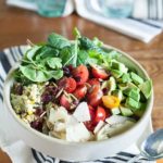 Israeli Couscous Pesto Salad | BourbonandHoney.com -- Sweet corn, tomatoes and avocado are packed into this Israeli Couscous Pesto Salad for a fresh and filling meal for a crowd or an awesome weekday lunch.