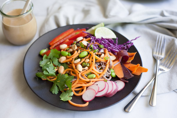 Sweet Potato and Soba Noodles with Spicy Peanut Sauce | BourbonandHoney.com -- Sweet Potato and Soba Noodles with Spicy Peanut Sauce.