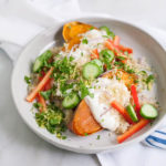 Greek Baked Sweet Potatoes | BourbonandHoney.com -- These simple Greek Baked Sweet Potatoes are a hearty, healthy and flavorful weeknight recipe or a great brown bag lunch.
