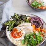 Moroccan Chicken Couscous Bowls | BourbonandHoney.com -- Spicy, quick and easy these Moroccan Chicken Couscous Bowls are the perfect flavorful weeknight dinner or hearty weekend lunch.