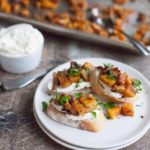 Butternut Squash Crostini with Whipped Goat Cheese | BourbonandHoney.com -- This seasonal and super savory Butternut Squash Crostini with Whipped Goat Cheese is the perfect holiday appetizer or party snack.