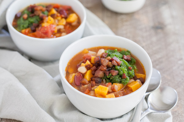 Chunky Vegetable Soup with Parsley Pesto | BourbonandHoney.com