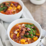 Chunky Vegetable Soup with Parsley Pesto | BourbonandHoney.com