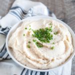 White Bean and Cauliflower Mash | BourbonandHoney.com -- Quick, easy and light, this White Bean and Cauliflower Mash is a deliciously healthy swap for traditional Mashed Potatoes!