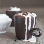 Bourbon Nutella Hot Chocolate with Bourbon and Honey Whipped Cream | BourbonandHoney.com -- Rich, chocolatey, spiked and delicious this Bourbon Nutella Hot Chocolate is topped with a Bourbon and Honey Whipped Cream and perfect for a cold night!